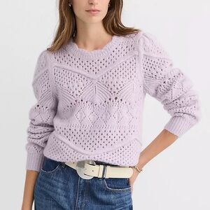 Loft scalloped pointelle lavender sweater